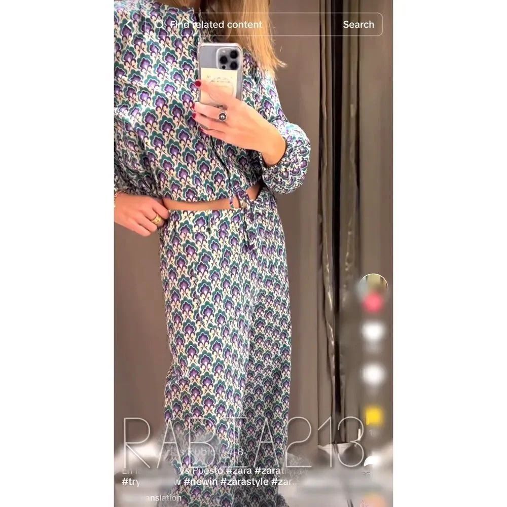 ZARA PRINTED COTTON TOP - Picture 7 of 15